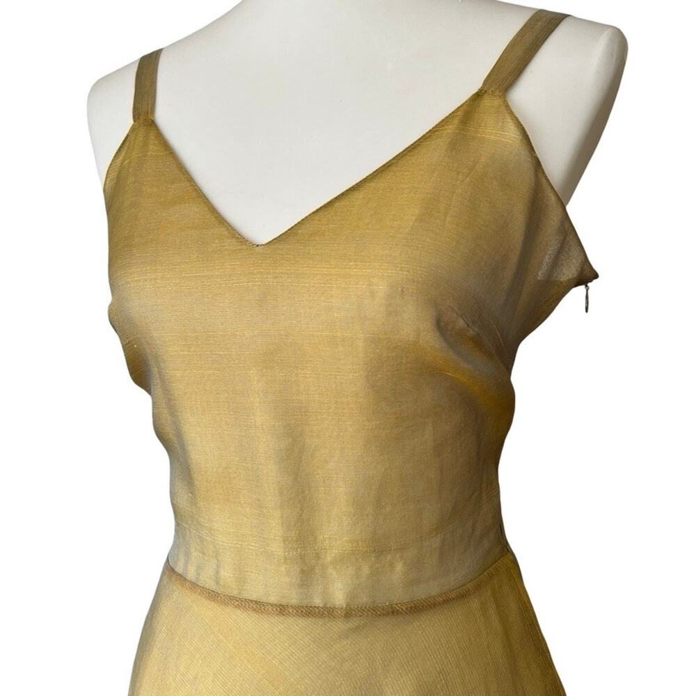 Vintage 50s Archival Metallic Tiered Slip Dress, Rare - Picture 4 of 13